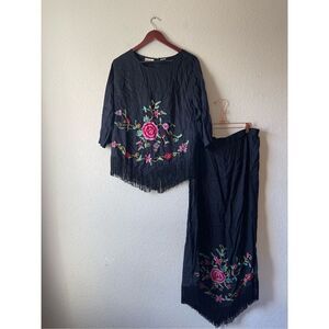 Vintage Roman’s embroidered y2k fringe set size large‎